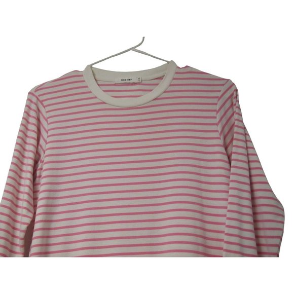Mod Ref Womens Jaya Dress XS Long Sleeve Maxi Side Slit Knit Pink Stripe T-Shirt - Picture 3 of 7